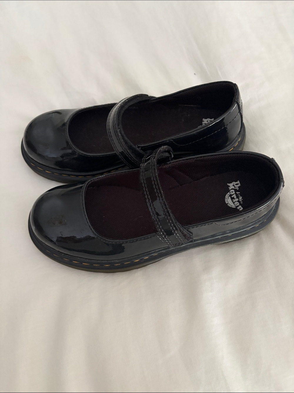 Dr. Martens Girls' Black Patent Mary Jane Strap Shoes
